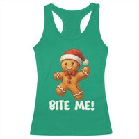 Funny Xmas Gingerbread Man Racerback Tank Top Cookie Bite Me - Wonder Print Shop