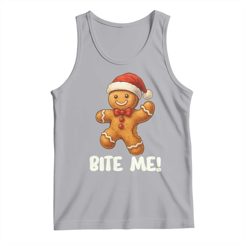 Funny Xmas Gingerbread Man Tank Top Cookie Bite Me - Wonder Print Shop