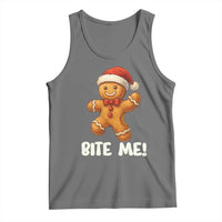 Funny Xmas Gingerbread Man Tank Top Cookie Bite Me - Wonder Print Shop