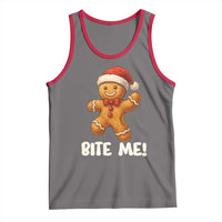 Funny Xmas Gingerbread Man Tank Top Cookie Bite Me - Wonder Print Shop