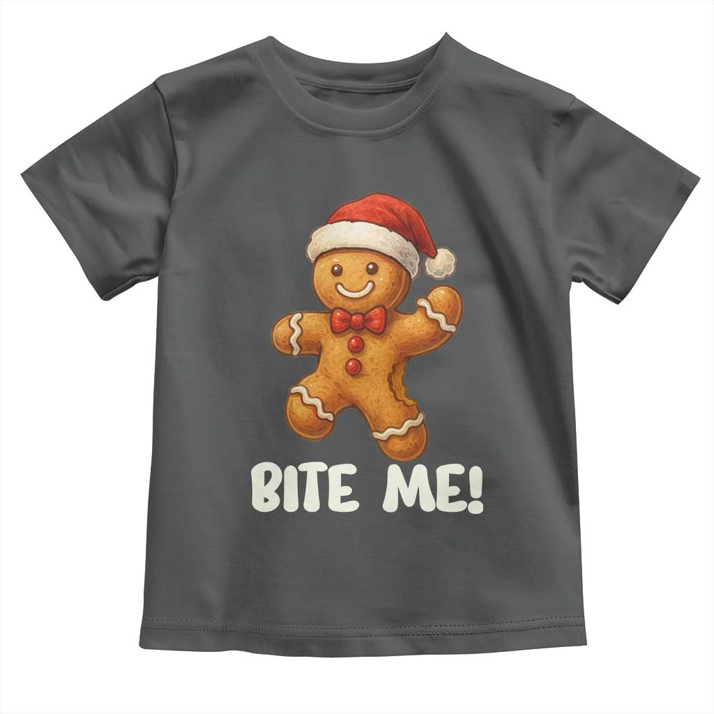 Funny Xmas Gingerbread Man Toddler T Shirt Cookie Bite Me - Wonder Print Shop