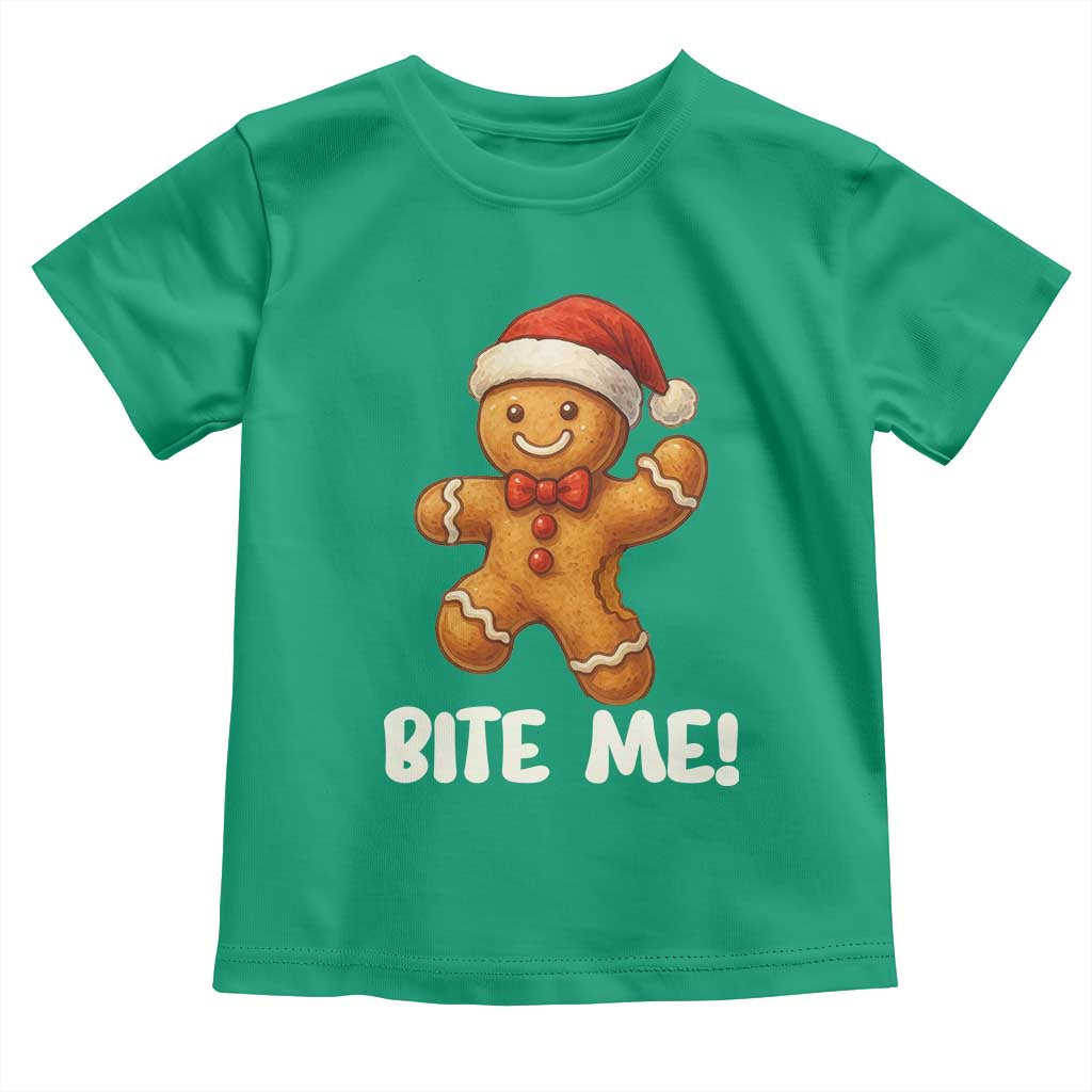Funny Xmas Gingerbread Man Toddler T Shirt Cookie Bite Me - Wonder Print Shop