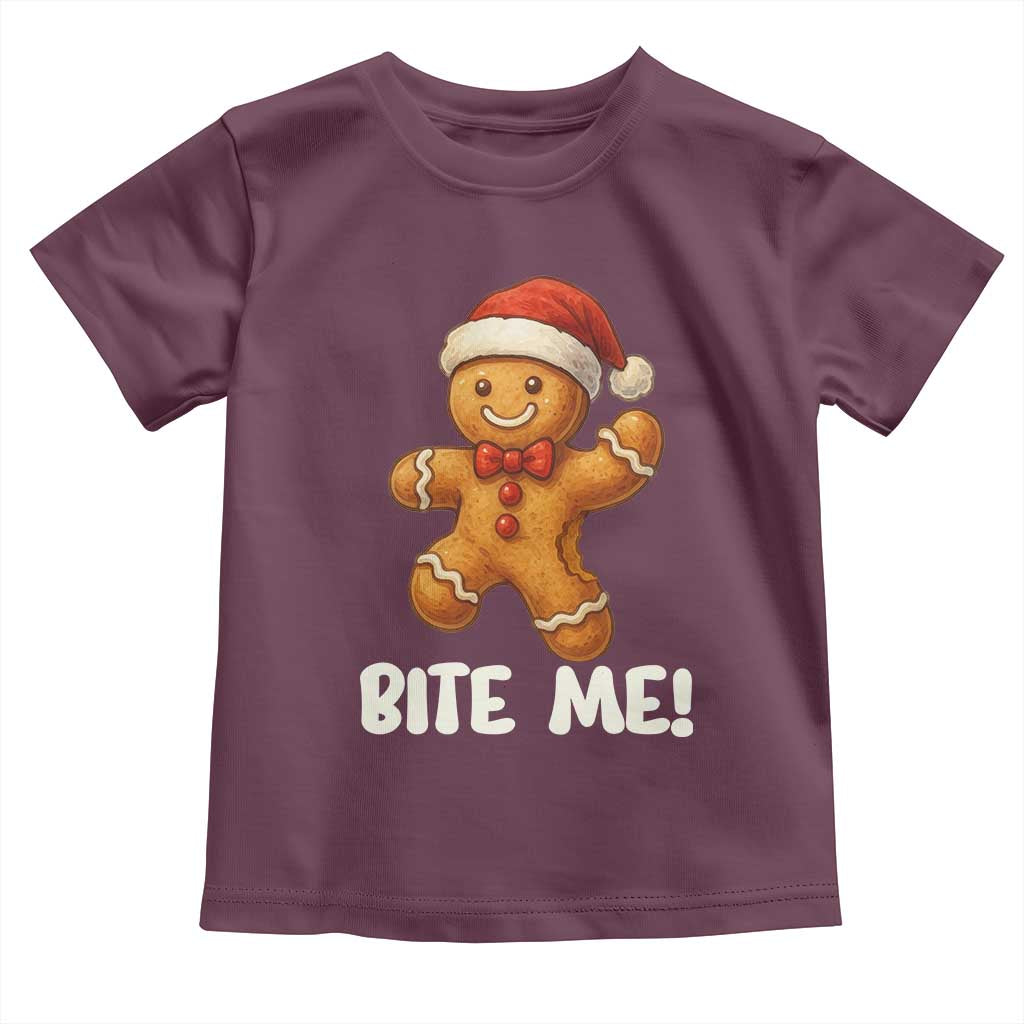 Funny Xmas Gingerbread Man Toddler T Shirt Cookie Bite Me - Wonder Print Shop