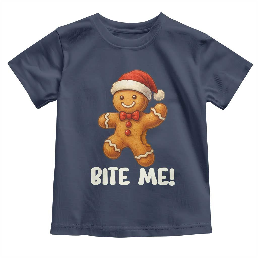 Funny Xmas Gingerbread Man Toddler T Shirt Cookie Bite Me - Wonder Print Shop