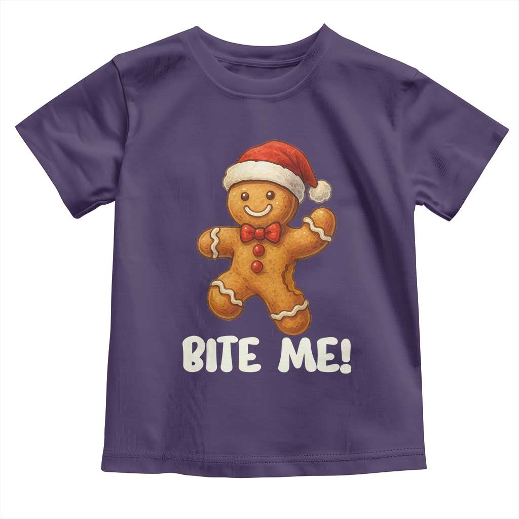 Funny Xmas Gingerbread Man Toddler T Shirt Cookie Bite Me - Wonder Print Shop