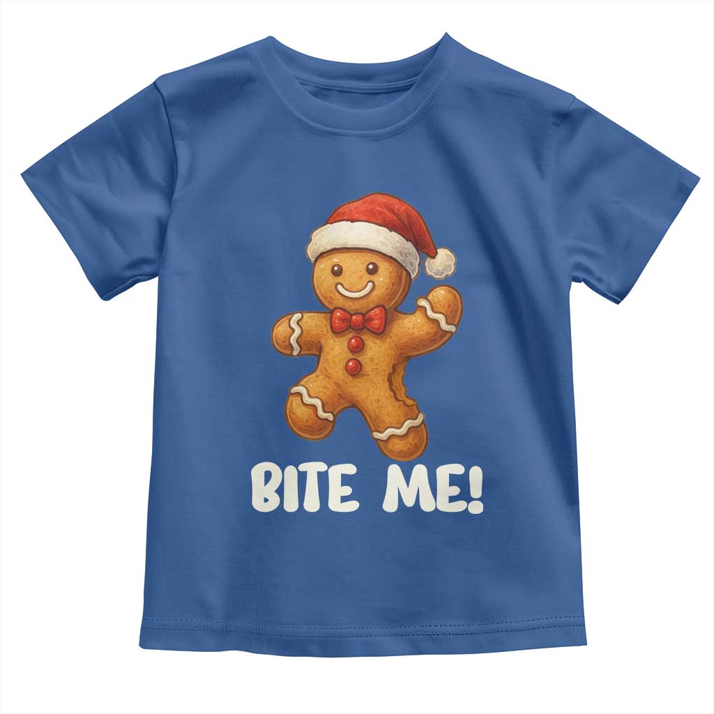 Funny Xmas Gingerbread Man Toddler T Shirt Cookie Bite Me - Wonder Print Shop