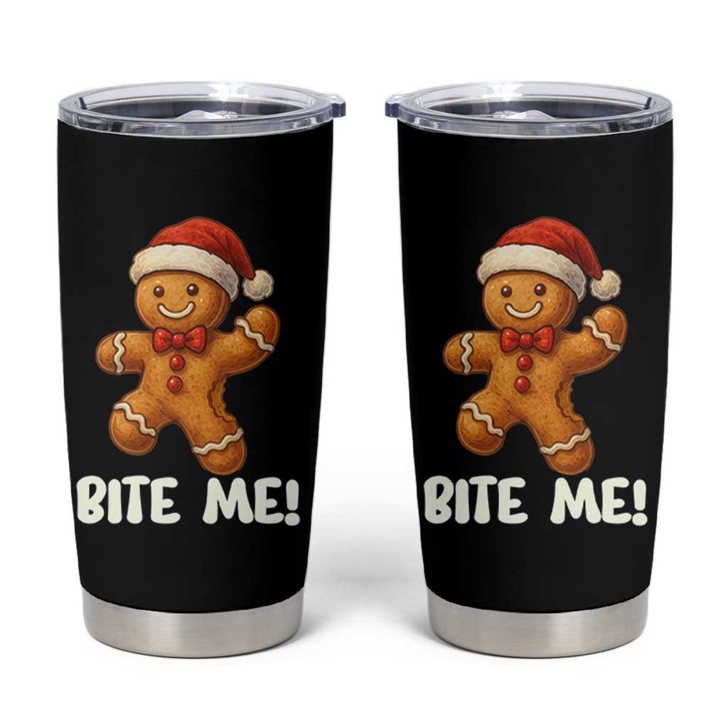 Funny Xmas Gingerbread Man Tumbler Cup Cookie Bite Me - Wonder Print Shop