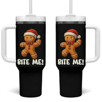 Funny Xmas Gingerbread Man Tumbler With Handle Cookie Bite Me - Wonder Print Shop