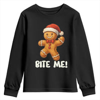 Funny Xmas Gingerbread Man Youth Sweatshirt Cookie Bite Me - Wonder Print Shop