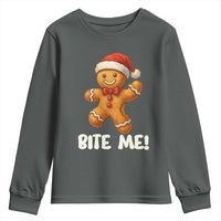 Funny Xmas Gingerbread Man Youth Sweatshirt Cookie Bite Me - Wonder Print Shop
