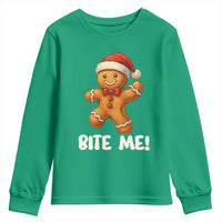 Funny Xmas Gingerbread Man Youth Sweatshirt Cookie Bite Me - Wonder Print Shop