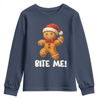 Funny Xmas Gingerbread Man Youth Sweatshirt Cookie Bite Me - Wonder Print Shop