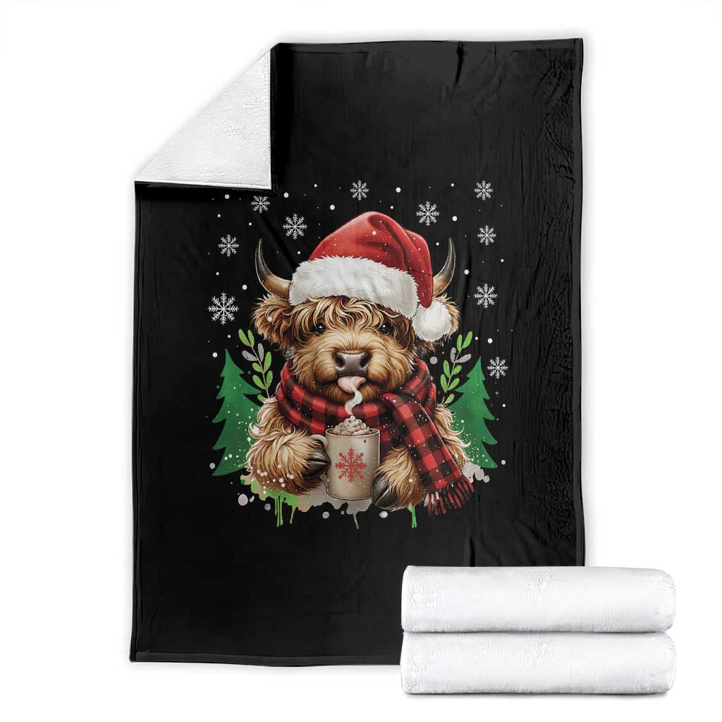 Christmas Cow Throw Blanket Funny Highland Cow Western Farmer Gift - Wonder Print Shop