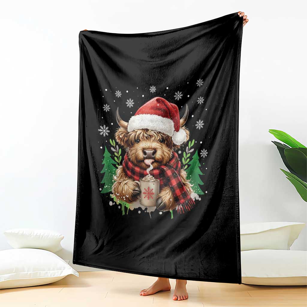 Christmas Cow Throw Blanket Funny Highland Cow Western Farmer Gift - Wonder Print Shop