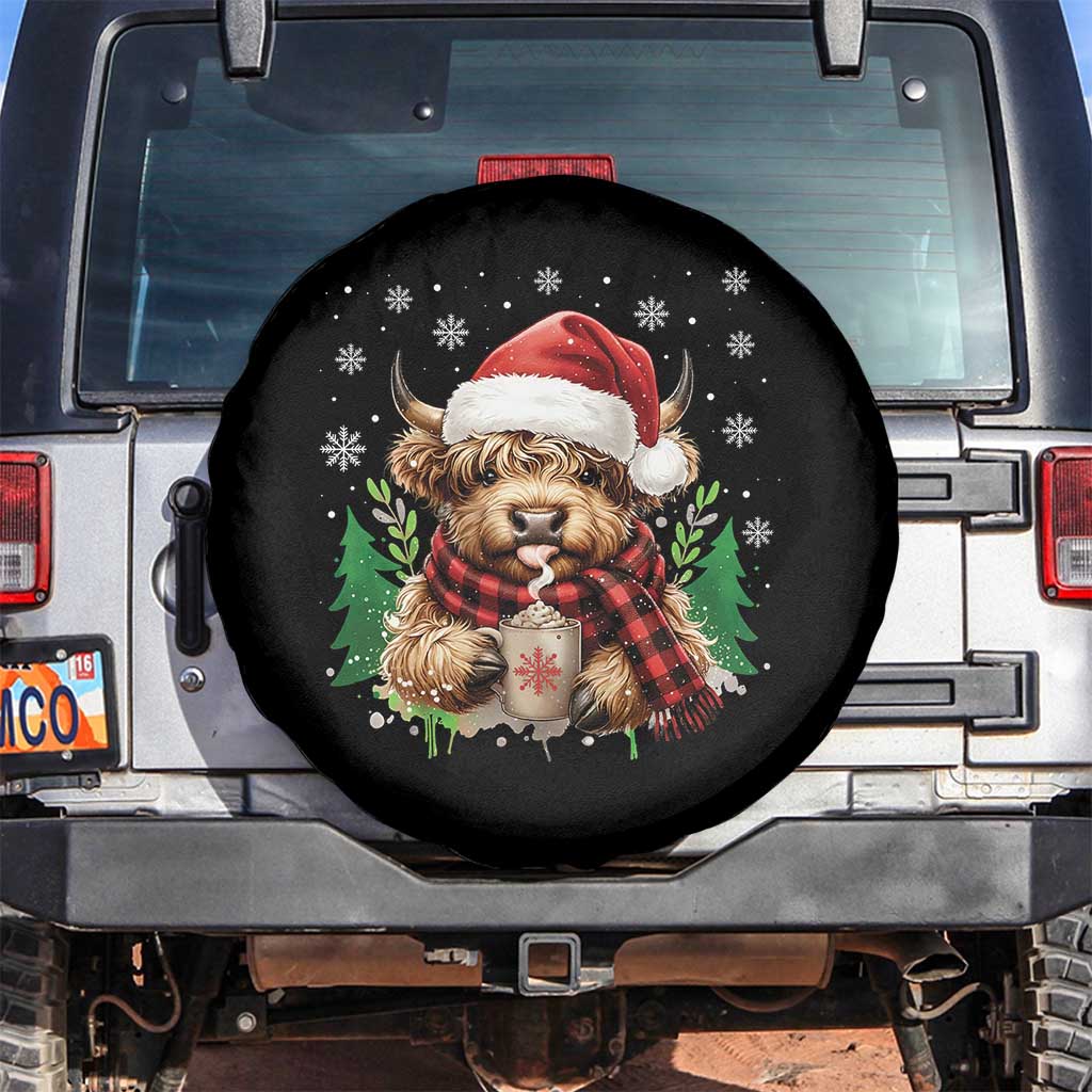 Christmas Cow Spare Tire Cover Funny Highland Cow Western Farmer Gift - Wonder Print Shop