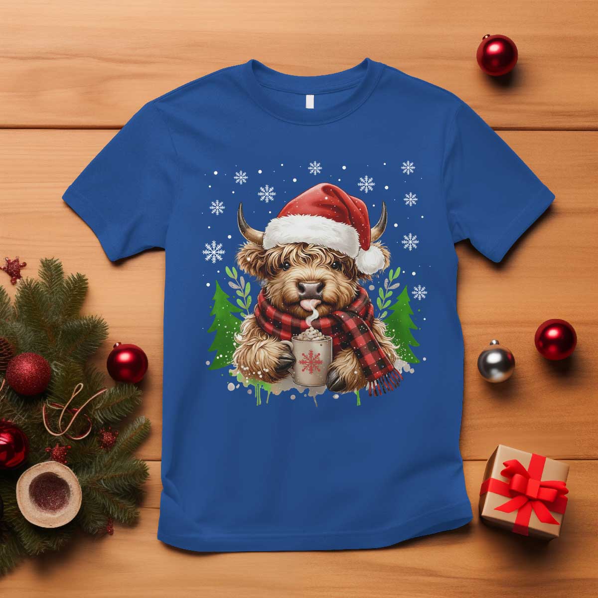 Christmas Cow T Shirt Funny Highland Cow Western Farmer Gift - Wonder Print Shop