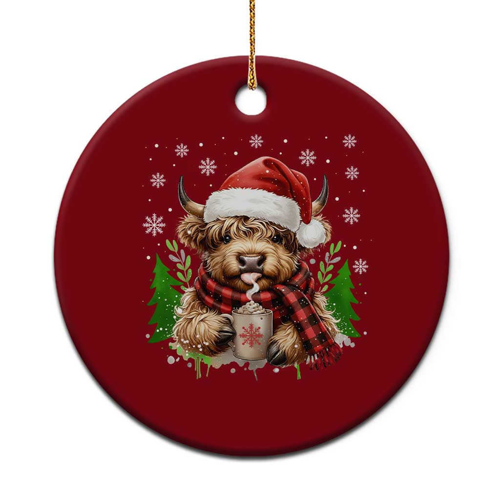 Christmas Cow Ceramic Ornament Funny Highland Cow Western Farmer Gift - Wonder Print Shop