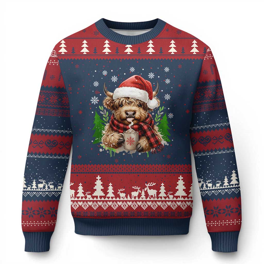 Xmas Cow Ugly Christmas Sweater Funny Highland Cow Western Farmer Gift - Wonder Print Shop
