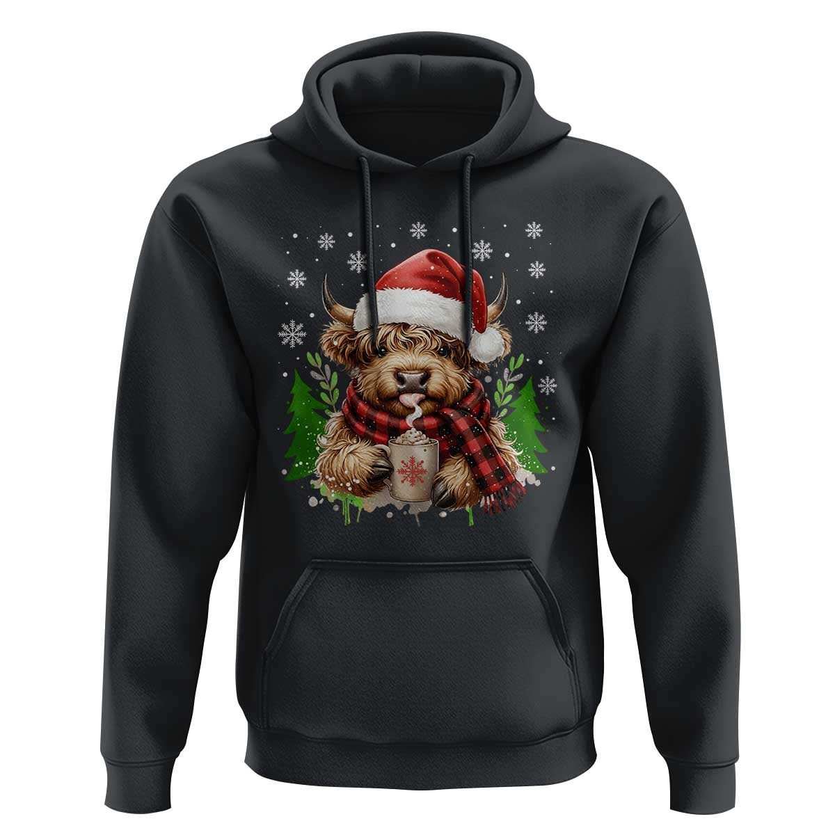 Christmas Cow Hoodie Funny Highland Cow Western Farmer Gift - Wonder Print Shop