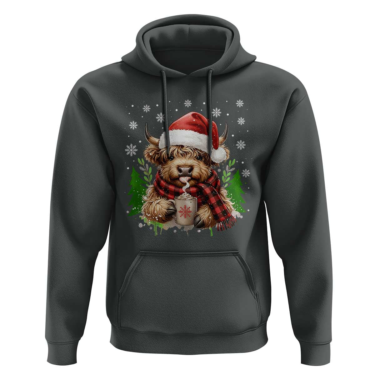 Christmas Cow Hoodie Funny Highland Cow Western Farmer Gift - Wonder Print Shop