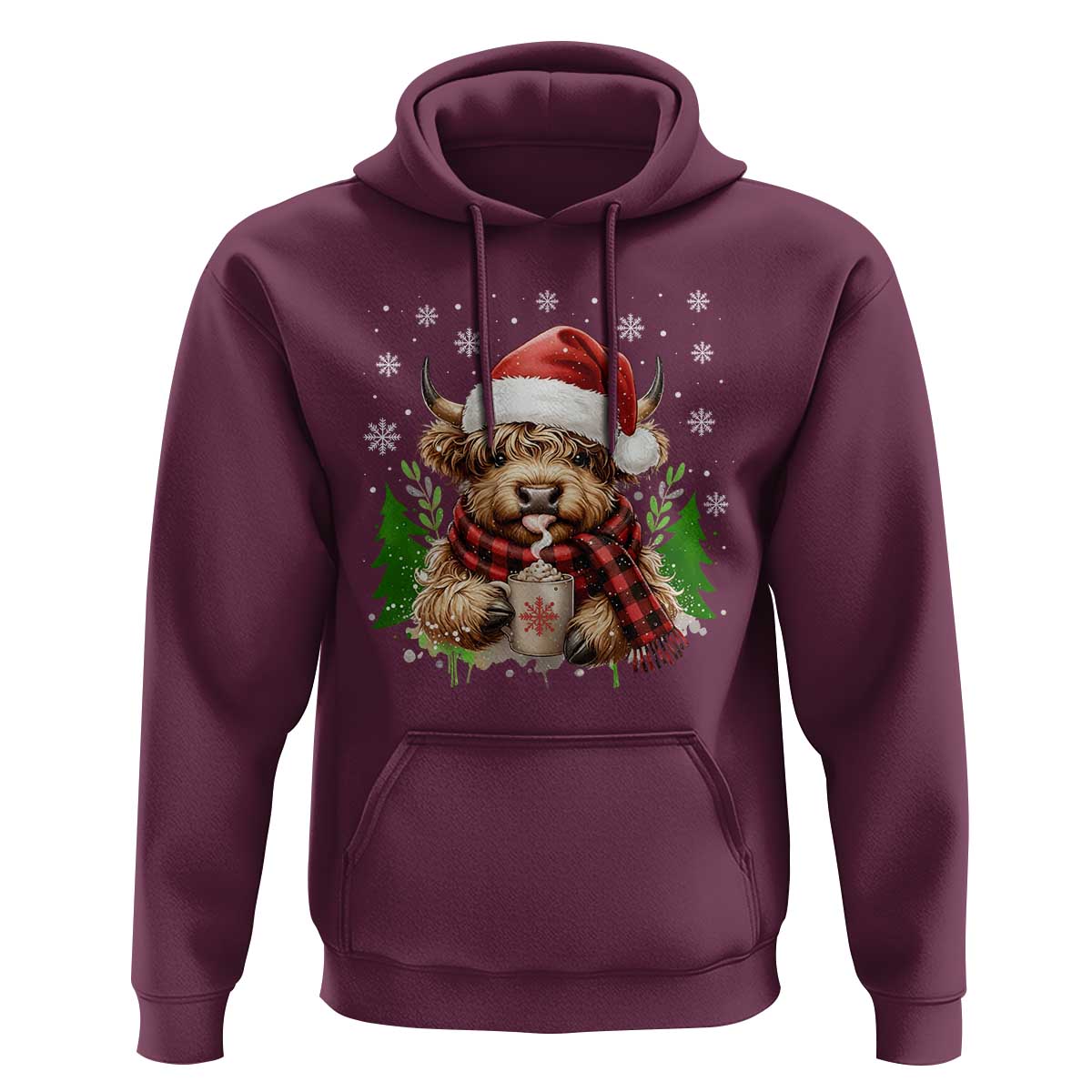 Christmas Cow Hoodie Funny Highland Cow Western Farmer Gift - Wonder Print Shop