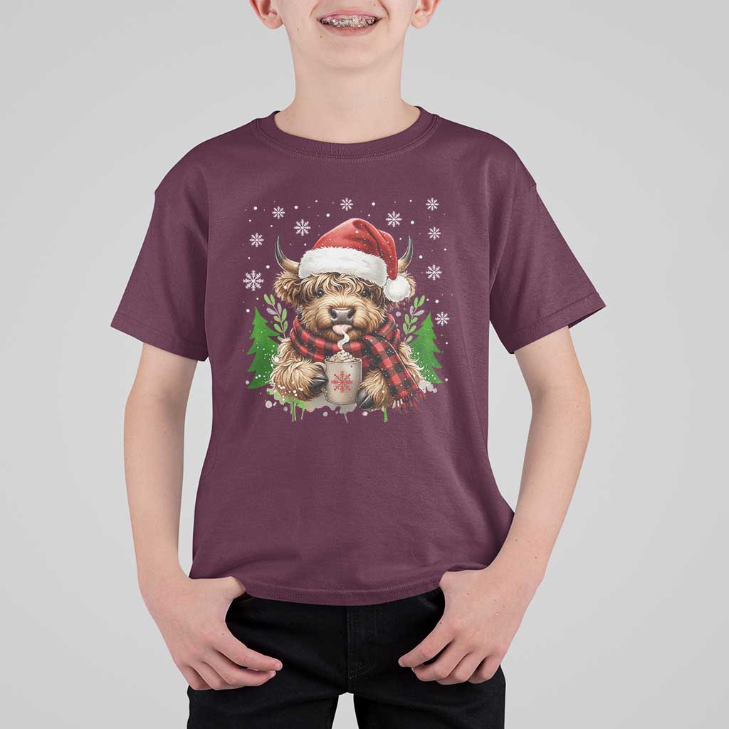 Christmas Cow T Shirt For Kid Funny Highland Cow Western Farmer Gift - Wonder Print Shop