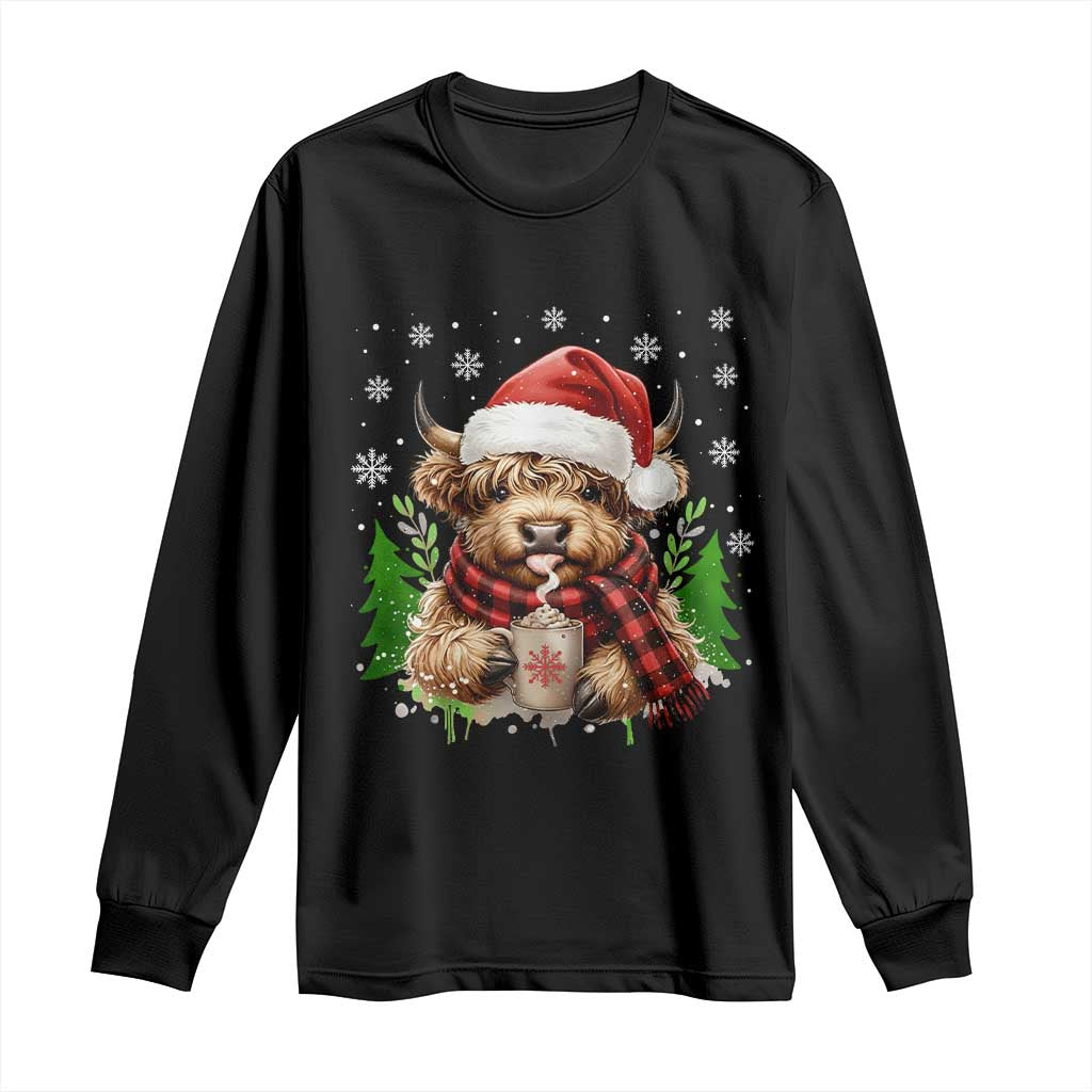 Christmas Cow Long Sleeve Shirt Funny Highland Cow Western Farmer Gift - Wonder Print Shop