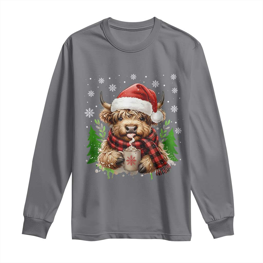 Christmas Cow Long Sleeve Shirt Funny Highland Cow Western Farmer Gift - Wonder Print Shop