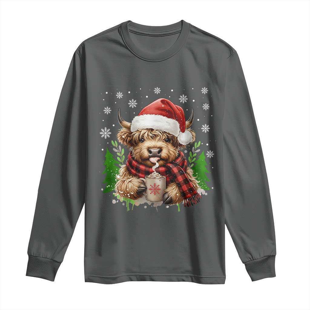 Christmas Cow Long Sleeve Shirt Funny Highland Cow Western Farmer Gift - Wonder Print Shop