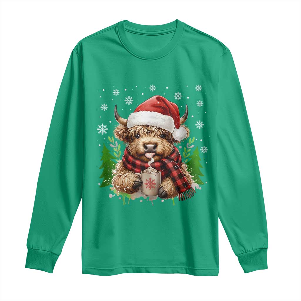 Christmas Cow Long Sleeve Shirt Funny Highland Cow Western Farmer Gift - Wonder Print Shop