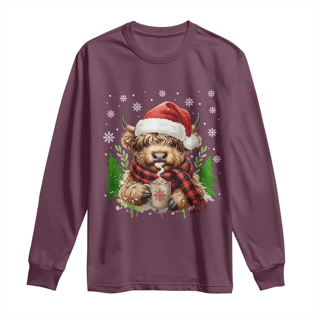 Christmas Cow Long Sleeve Shirt Funny Highland Cow Western Farmer Gift - Wonder Print Shop