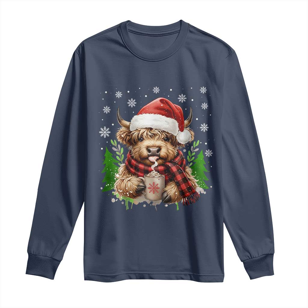 Christmas Cow Long Sleeve Shirt Funny Highland Cow Western Farmer Gift - Wonder Print Shop