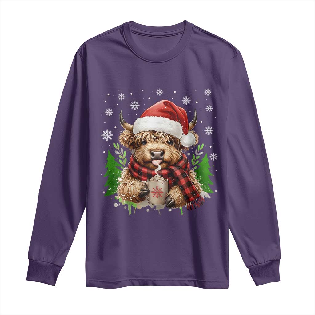 Christmas Cow Long Sleeve Shirt Funny Highland Cow Western Farmer Gift - Wonder Print Shop