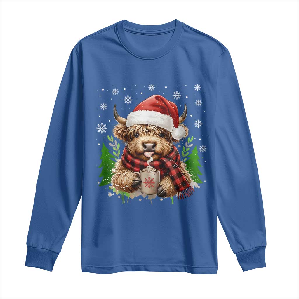 Christmas Cow Long Sleeve Shirt Funny Highland Cow Western Farmer Gift - Wonder Print Shop