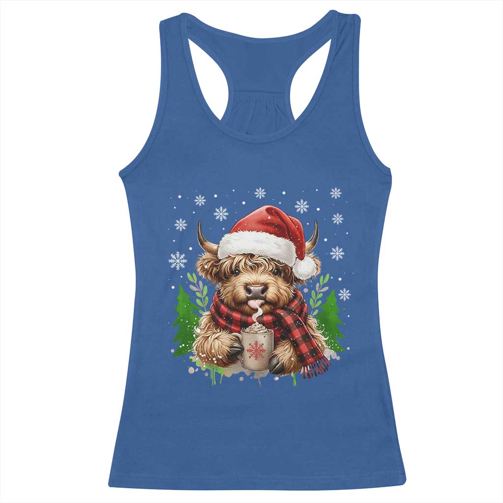 Christmas Cow Racerback Tank Top Funny Highland Cow Western Farmer Gift - Wonder Print Shop