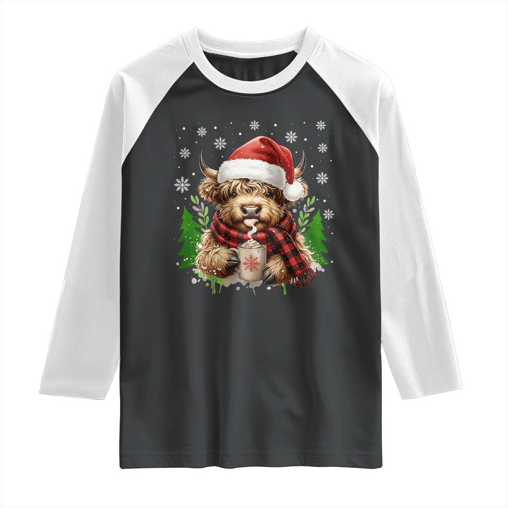 Christmas Cow Raglan Shirt Funny Highland Cow Western Farmer Gift - Wonder Print Shop