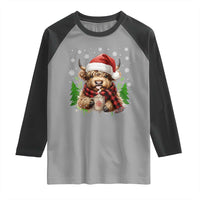 Christmas Cow Raglan Shirt Funny Highland Cow Western Farmer Gift - Wonder Print Shop