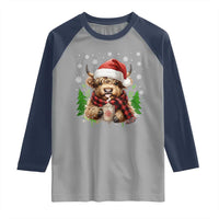 Christmas Cow Raglan Shirt Funny Highland Cow Western Farmer Gift - Wonder Print Shop