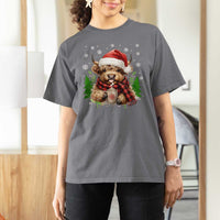 Christmas Cow T Shirt For Women Funny Highland Cow Western Farmer Gift - Wonder Print Shop