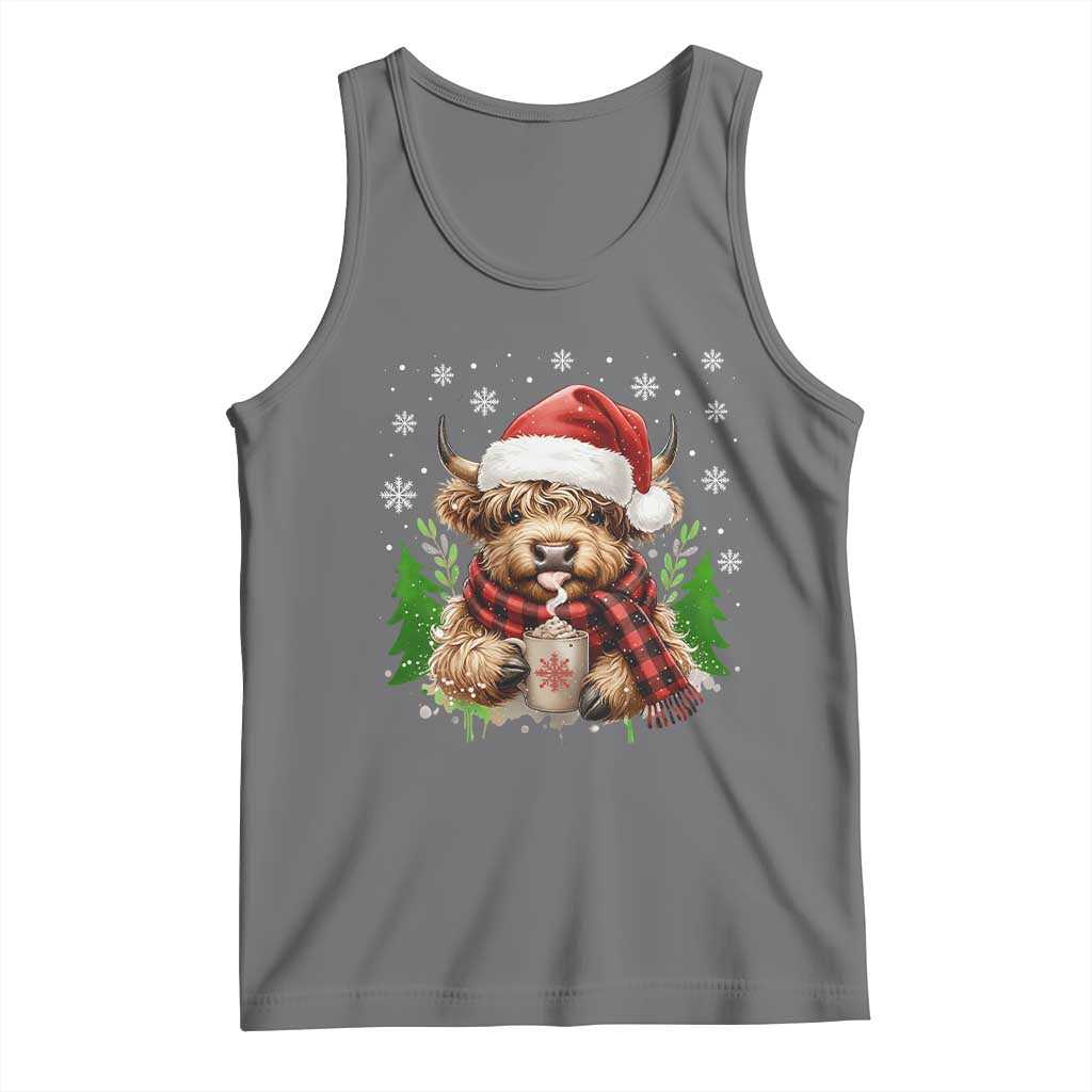 Christmas Cow Tank Top Funny Highland Cow Western Farmer Gift - Wonder Print Shop