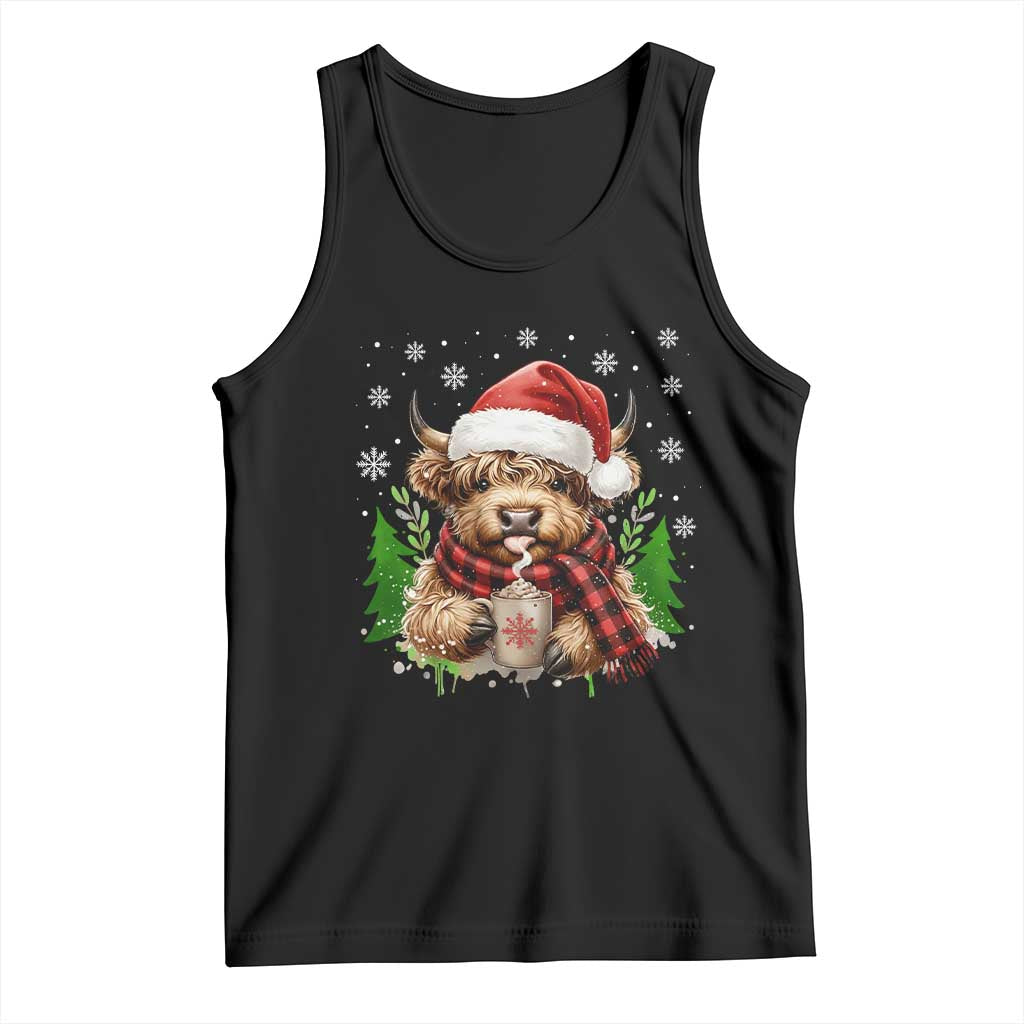 Christmas Cow Tank Top Funny Highland Cow Western Farmer Gift - Wonder Print Shop