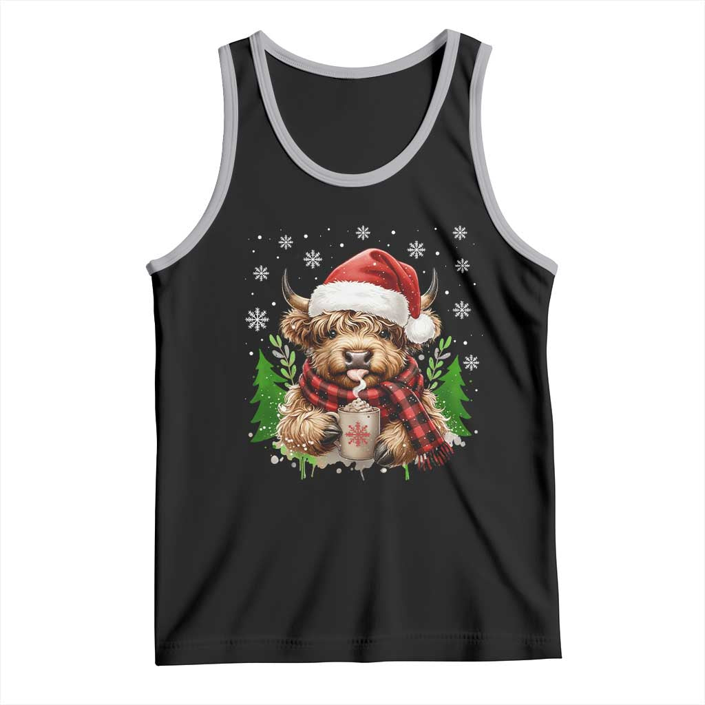 Christmas Cow Tank Top Funny Highland Cow Western Farmer Gift - Wonder Print Shop
