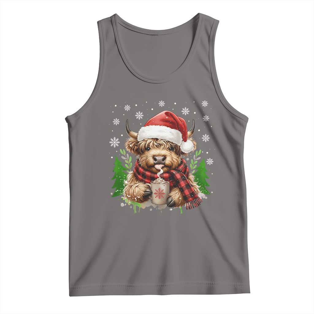 Christmas Cow Tank Top Funny Highland Cow Western Farmer Gift - Wonder Print Shop