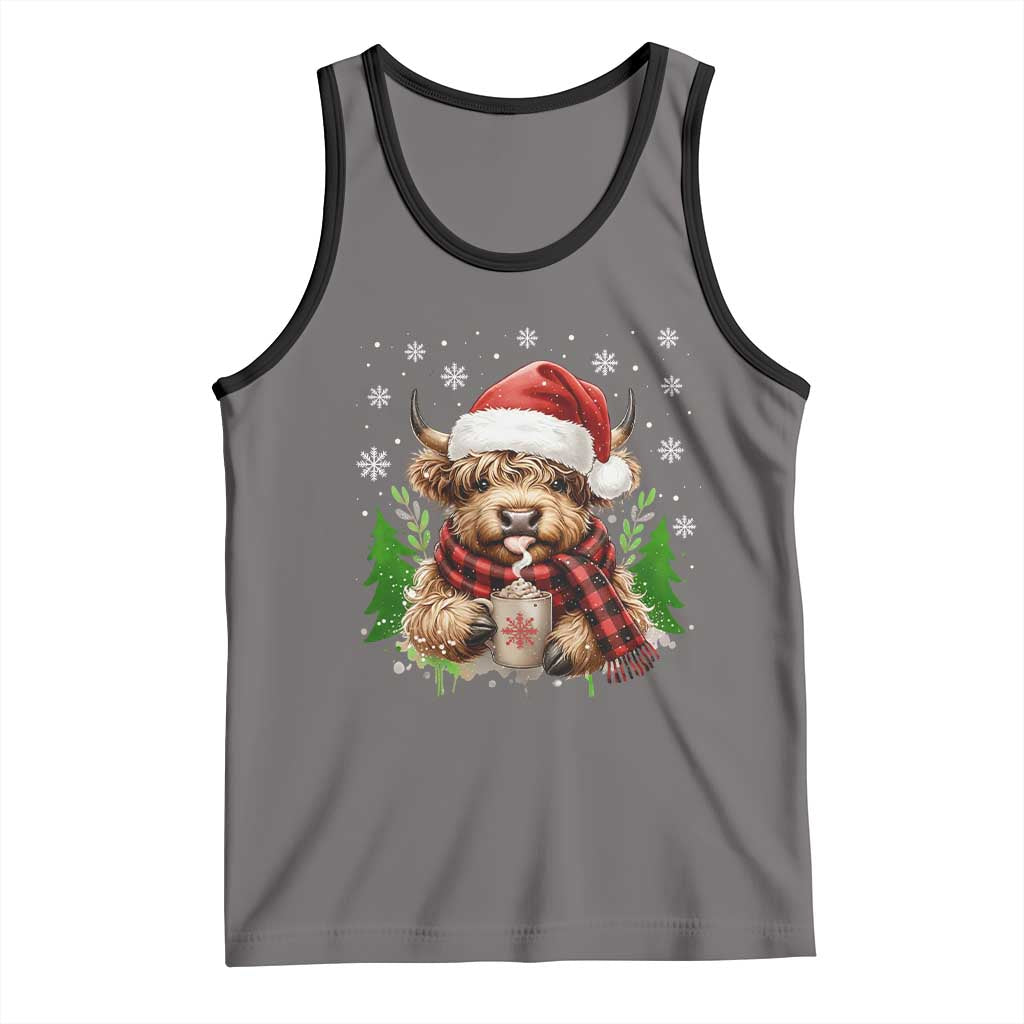 Christmas Cow Tank Top Funny Highland Cow Western Farmer Gift - Wonder Print Shop