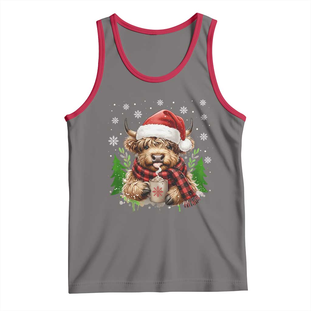 Christmas Cow Tank Top Funny Highland Cow Western Farmer Gift - Wonder Print Shop