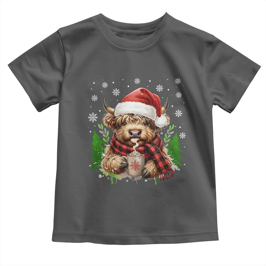 Christmas Cow Toddler T Shirt Funny Highland Cow Western Farmer Gift - Wonder Print Shop