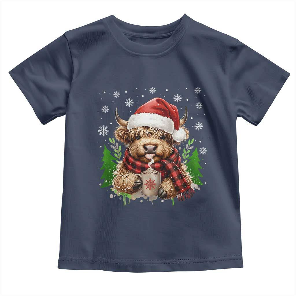 Christmas Cow Toddler T Shirt Funny Highland Cow Western Farmer Gift - Wonder Print Shop