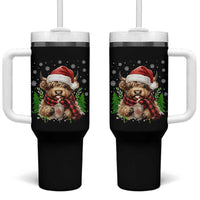 Christmas Cow Tumbler With Handle Funny Highland Cow Western Farmer Gift - Wonder Print Shop