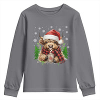 Christmas Cow Youth Sweatshirt Funny Highland Cow Western Farmer Gift - Wonder Print Shop