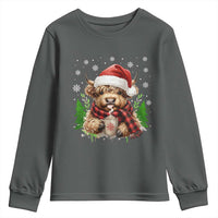 Christmas Cow Youth Sweatshirt Funny Highland Cow Western Farmer Gift - Wonder Print Shop